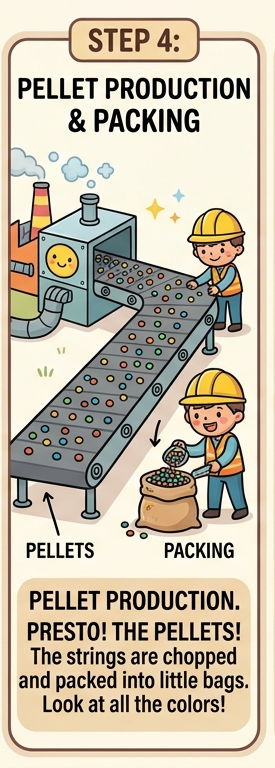 Step 4 image showing pellets being chopped and packed